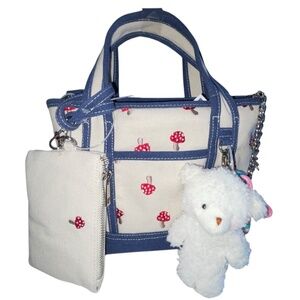 Viral Madden Girl Mushroom Canvas Mini Tote Crossbody Bag Charms & Keychain